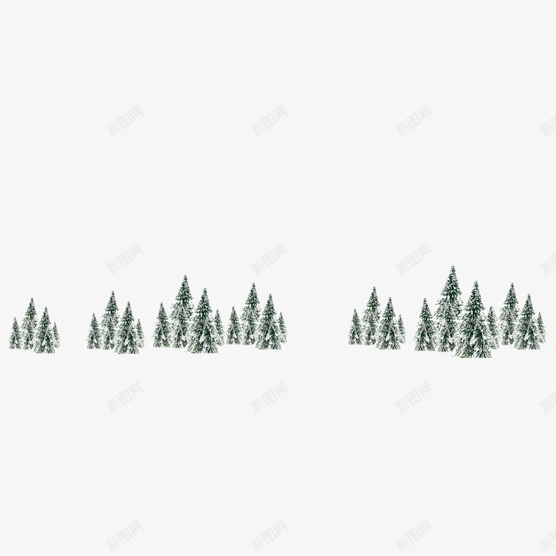 雪地上的树木png免抠素材_新图网 https://ixintu.com 下雪 冬天 尖尖的树木 树上的雪 白色的雪 绿色