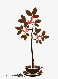 咖啡豆树卡通创意咖啡树高清图片