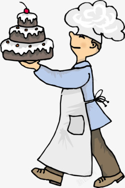 蛋糕厨师手绘素材