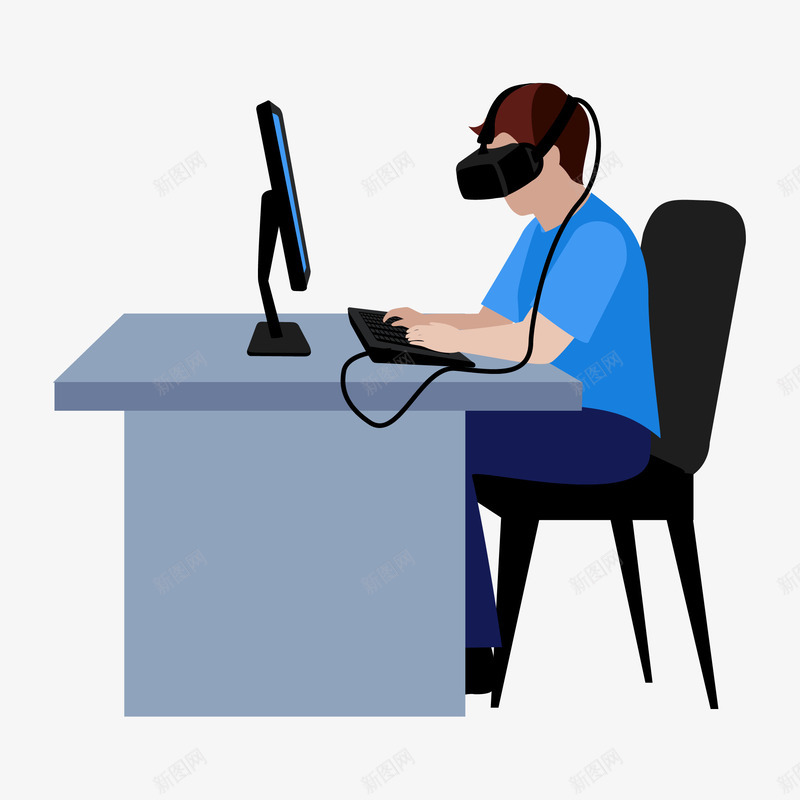 创意VR眼镜打游戏矢量图eps免抠素材_新图网 https://ixintu.com VR世界 VR眼镜 体验 免扣PNG 创意 发展 扁平 打游戏 时尚 玩耍 电脑 矢量图 科技