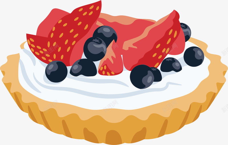 美味草莓蓝莓蛋糕派矢量图ai免抠素材_新图网 https://ixintu.com 水果派 矢量png 美味甜品 草莓果肉 蓝莓果肉 蛋糕派 矢量图
