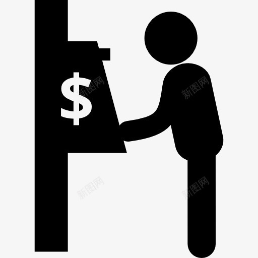 人和取款机从侧视图图标png_新图网 https://ixintu.com ATM humanpictos 事业 机 现金 男人 美元 自动 钱 银行