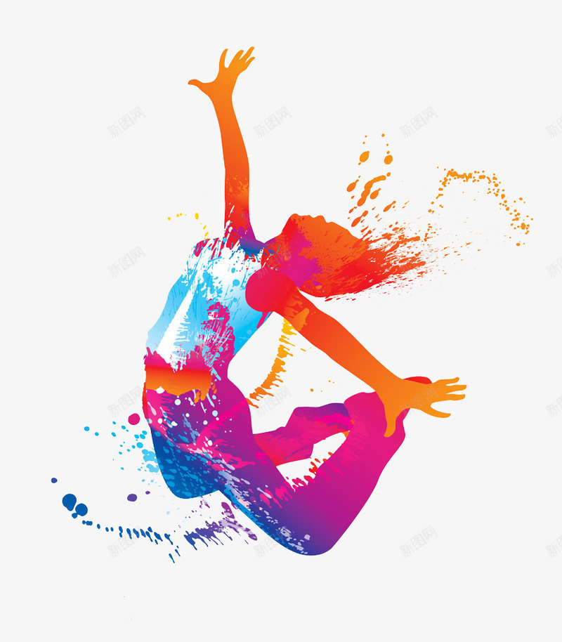 跳跃的女人png免抠素材_新图网 https://ixintu.com 光效 喷彩 女人 帅气 彩色 水彩 水彩剪影 油彩 特效 舞蹈 舞蹈人形 舞蹈社团 街舞