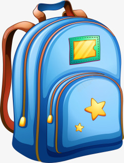 蓝色旅行背包开学季蓝色卡通背包高清图片