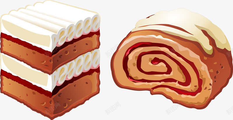 手绘面包png免抠素材_新图网 https://ixintu.com 奶油蛋糕 手绘 烘焙 瑞士蛋糕卷 甜品 蛋糕卷 面包