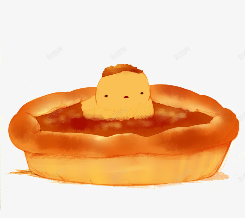 馅饼小鸡png免抠素材_新图网 https://ixintu.com 卡通 可爱 小鸡崽 手绘 甜点 萌 蛋糕 面包 食品 食品海报插画 食物
