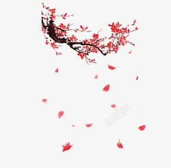 花瓣装饰红色梅花装饰高清图片