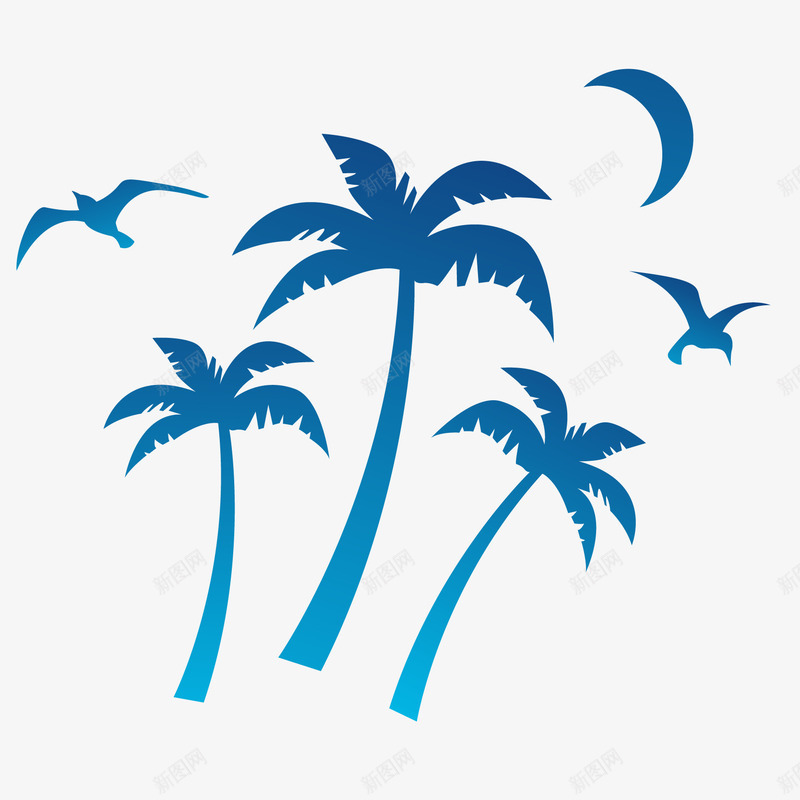 剪影海边元素矢量图eps免抠素材_新图网 https://ixintu.com 剪影 旅行 椰子树 沙滩 海滩 海鸥 矢量图