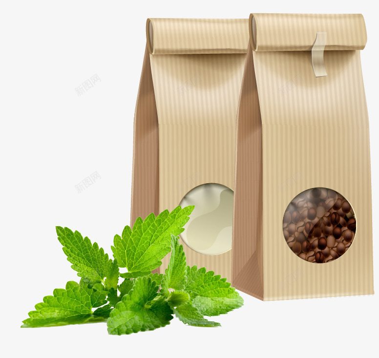 纸袋咖啡袋叶子png免抠素材_新图网 https://ixintu.com 叶子 咖啡袋 纸袋