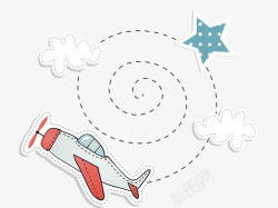 漂浮白云素材飞行的飞机片高清图片
