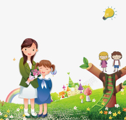 卡通手绘幼儿开学插画素材