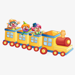 小丑火车手绘开心坐火车小丑高清图片