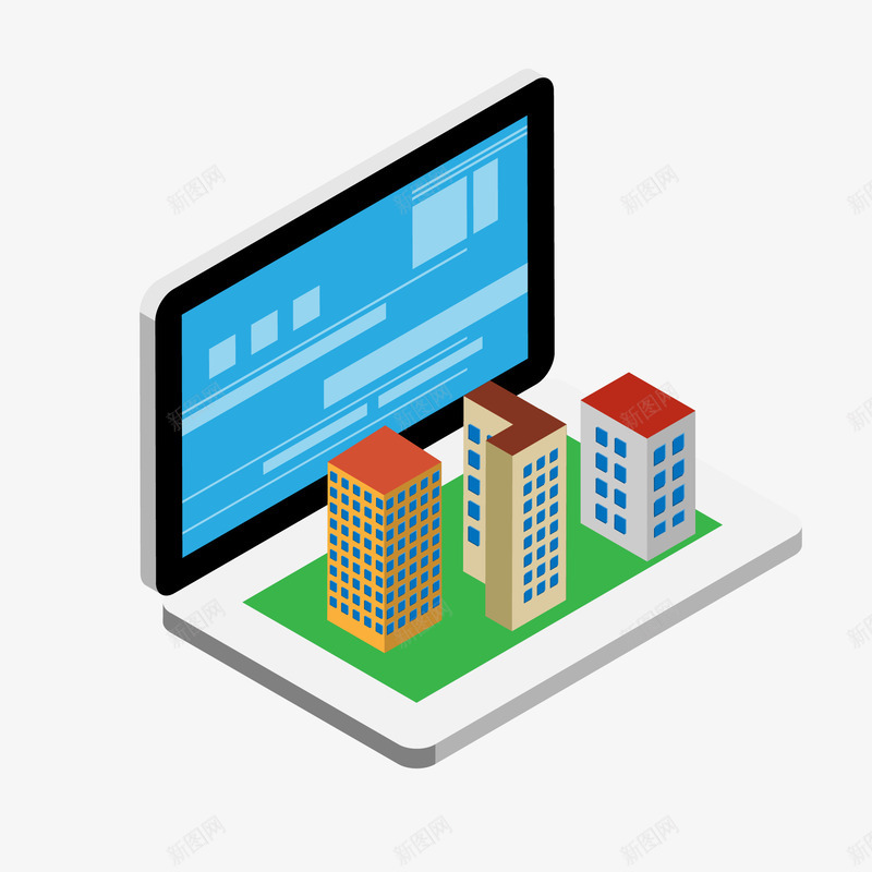 卡通建筑笔记本png免抠素材_新图网 https://ixintu.com 卡通手绘 建筑行业 数据 楼盘 笔记本