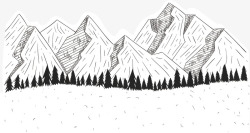 冬天的山峰黑白的简笔画矢量图图标高清图片