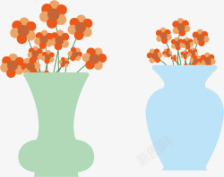 彩色花瓶扁平花瓶与花朵矢量图高清图片