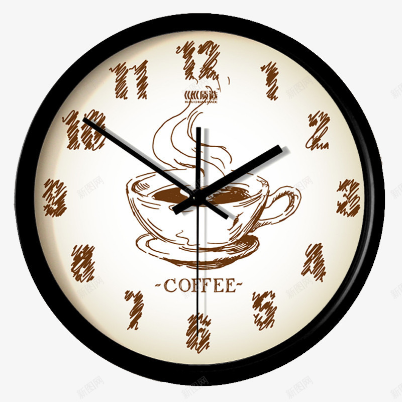 咖啡杯图案创意挂钟png免抠素材_新图网 https://ixintu.com 产品实物 咖啡厅挂钟 圆形 挂钟 餐厅挂钟