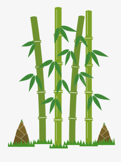 卡通竹林可爱小竹叶翠绿竹林高清图片