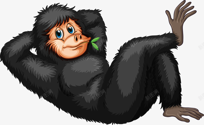 偷懒的黑猩猩矢量图eps免抠素材_新图网 https://ixintu.com 卡通大猩猩 幼教 猿类 矢量素材 黑猩猩 矢量图