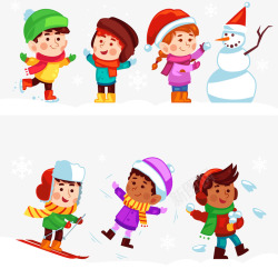 冬季小朋友冬天的卡通人物高清图片