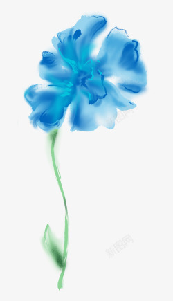小蓝花蓝色的水彩花高清图片
