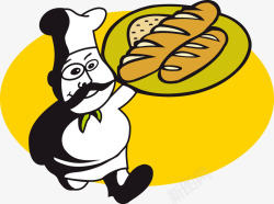 厨师捧着面包的厨师大叔图标高清图片