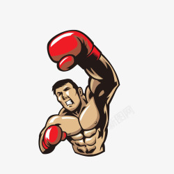 肌肉男子卡通奋力反击的搏击选手高清图片