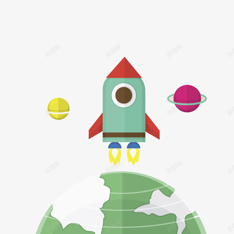 火箭从地球升上太空的画面png免抠素材_新图网 https://ixintu.com 创意 卡通 商务 手绘 技术 火箭 立体 设计