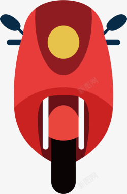 水彩红色摩托车矢量图素材