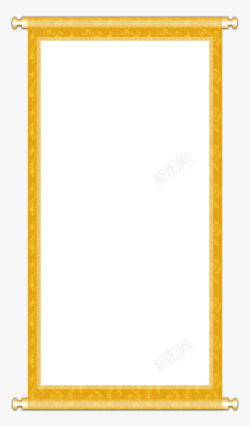 古代客栈效果图金黄色的边框画轴高清图片