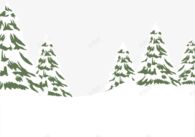 雪覆盖的松树矢量图ai免抠素材_新图网 https://ixintu.com 下雪 冬天 松树 树木 植物 矢量图