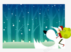 卡通童话世界卡通冬天骑着天鹅的圣诞老人矢量图高清图片