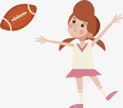 玩橄榄球的小女孩素材