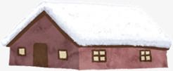 屋顶有雪的屋子素材