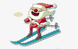 圣诞老人滑雪矢量图素材