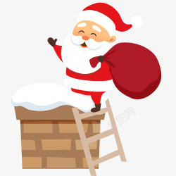 送礼物圣诞老人圣诞老公公爬烟囱插画矢量图高清图片