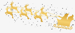 拉车的麋鹿圣诞节金色圣诞老人高清图片