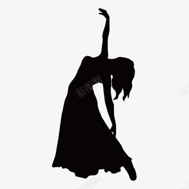 穿长裙跳舞的女生剪影矢量图图标图标