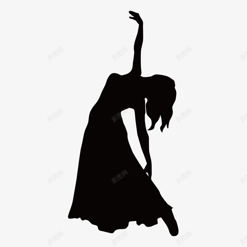 穿长裙跳舞的女生剪影矢量图图标ai_新图网 https://ixintu.com hiphop 时尚文化 时尚设计 时尚跳舞的人 矢量图 街头文化 街头跳舞的人 街舞卡通 跳舞姿势 跳舞的人 跳街舞 青春时尚