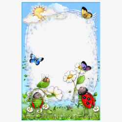 可爱瓢虫蝴蝶七星瓢虫花卉相框高清图片