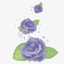 手绘紫色玫瑰花素材
