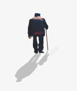 孤独拄拐老人一个拄拐老人的背影高清图片