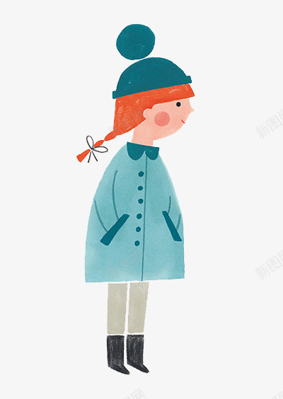 冬天里的女孩png免抠素材_新图网 https://ixintu.com 保暖 冬天 大衣 衣兜