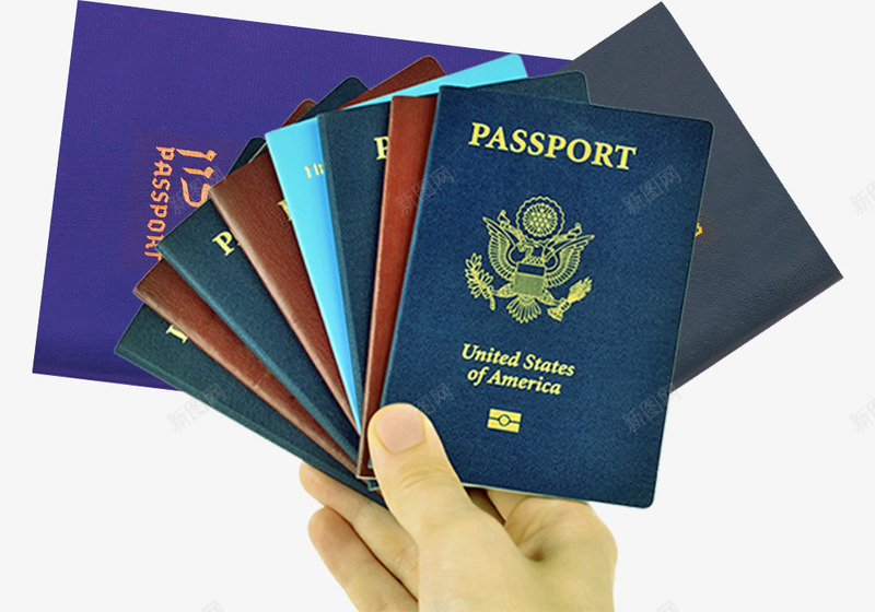 一沓不同颜色的美国护照png免抠素材_新图网 https://ixintu.com 出国 护照 美国护照 证件