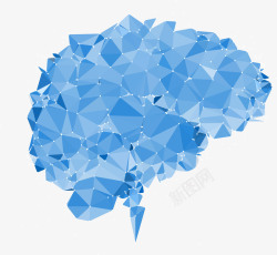 蓝色低多边形大脑气泡素材