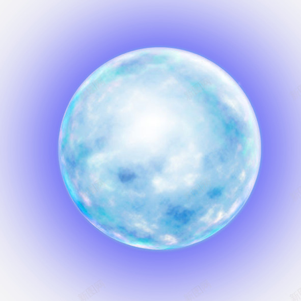 蓝色月球psd免抠素材_新图网 https://ixintu.com 发荧光的 蓝色月球