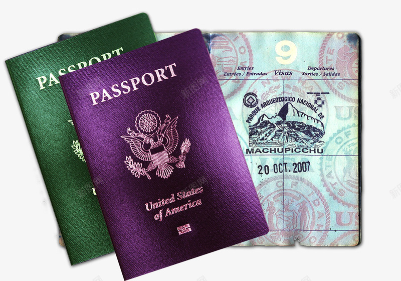 紫色和绿色美国护照png免抠素材_新图网 https://ixintu.com 出国 护照 紫色 绿色 美国护照 证件
