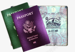 紫色和绿色美国护照素材