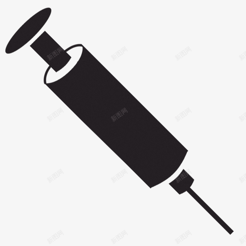 注射器剪影图标png_新图网 https://ixintu.com 医用 医院 卡通 手绘疫苗打针插画 打针 注射器 生病 疫苗打针 针头 针管 黑色的