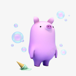 立体小猪紫色幽怨立体小猪高清图片