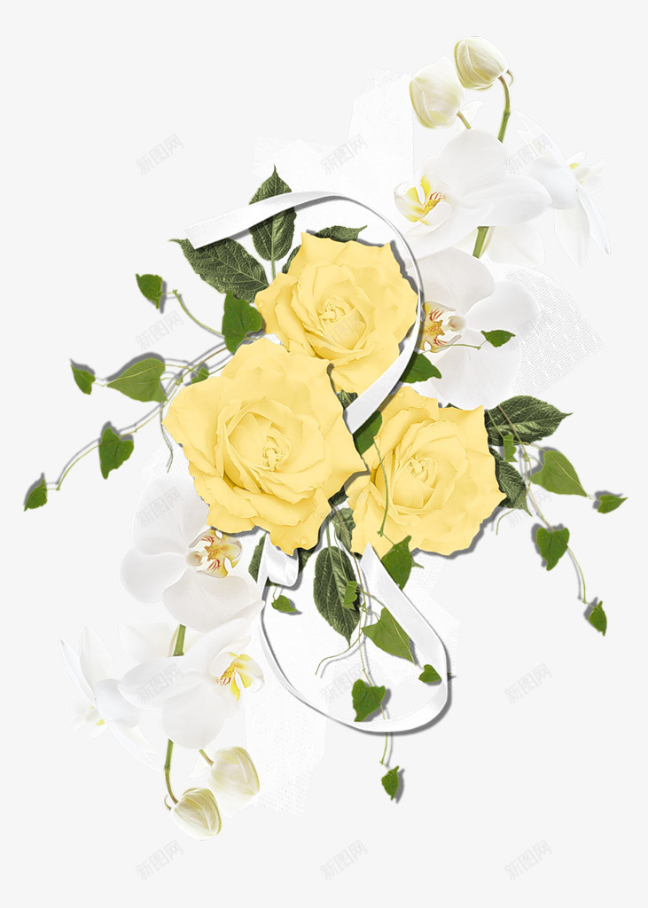 手绘黄色的花白色的花png免抠素材_新图网 https://ixintu.com PNG 手绘黄色的花 白色的花